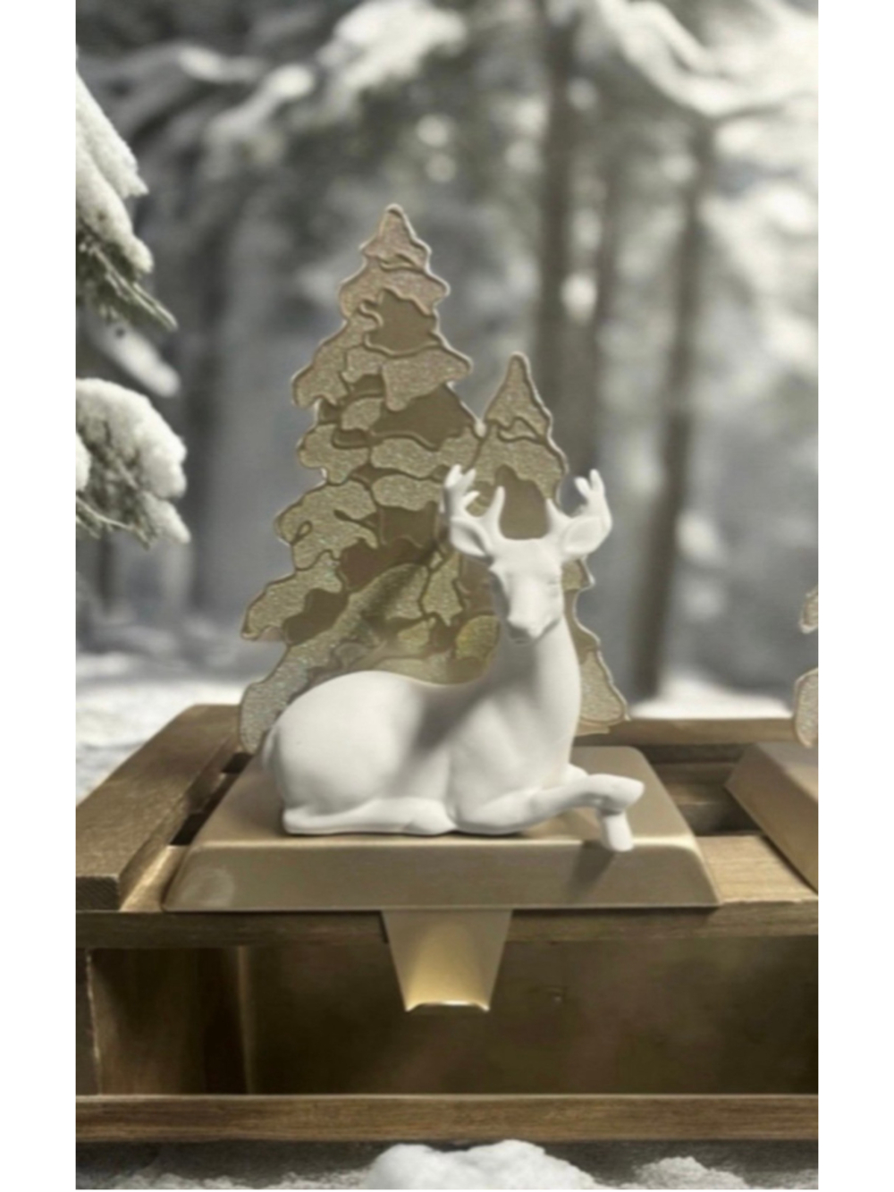 PartyLite Silver Gold Nature Christmas Smart Sticks Deer Stocking Holder